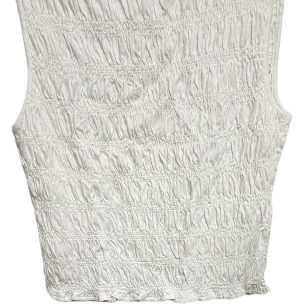 Madewell Smocked Boatneck Tank Top White Cotton Linen Blend Style NV912 Medium - Picture 7 of 11
